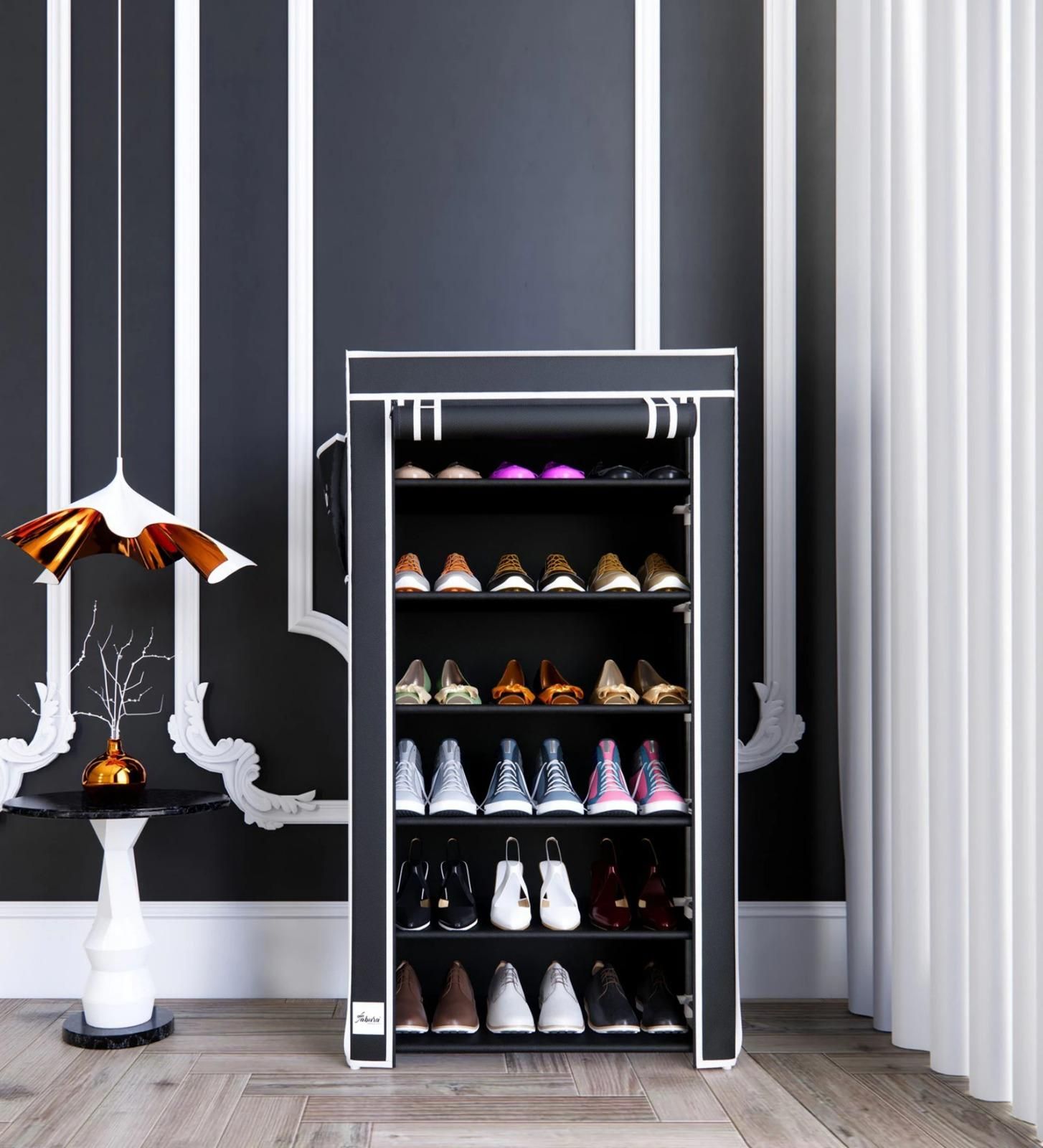 6 Rack Collapsible Wardrobe Cabinet and Shoe Rack